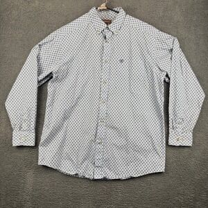 Ariat Mens XL Long Sleeve Button Up Shirt Geometric Print Western Rodeo